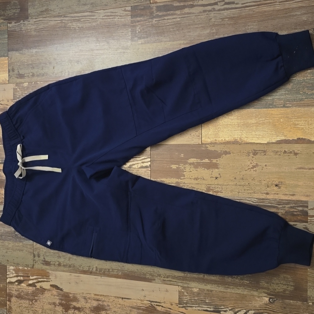 FIGS Womens Blue Jogger-Style Zip Fly Scrub Pants‎ Size Small
